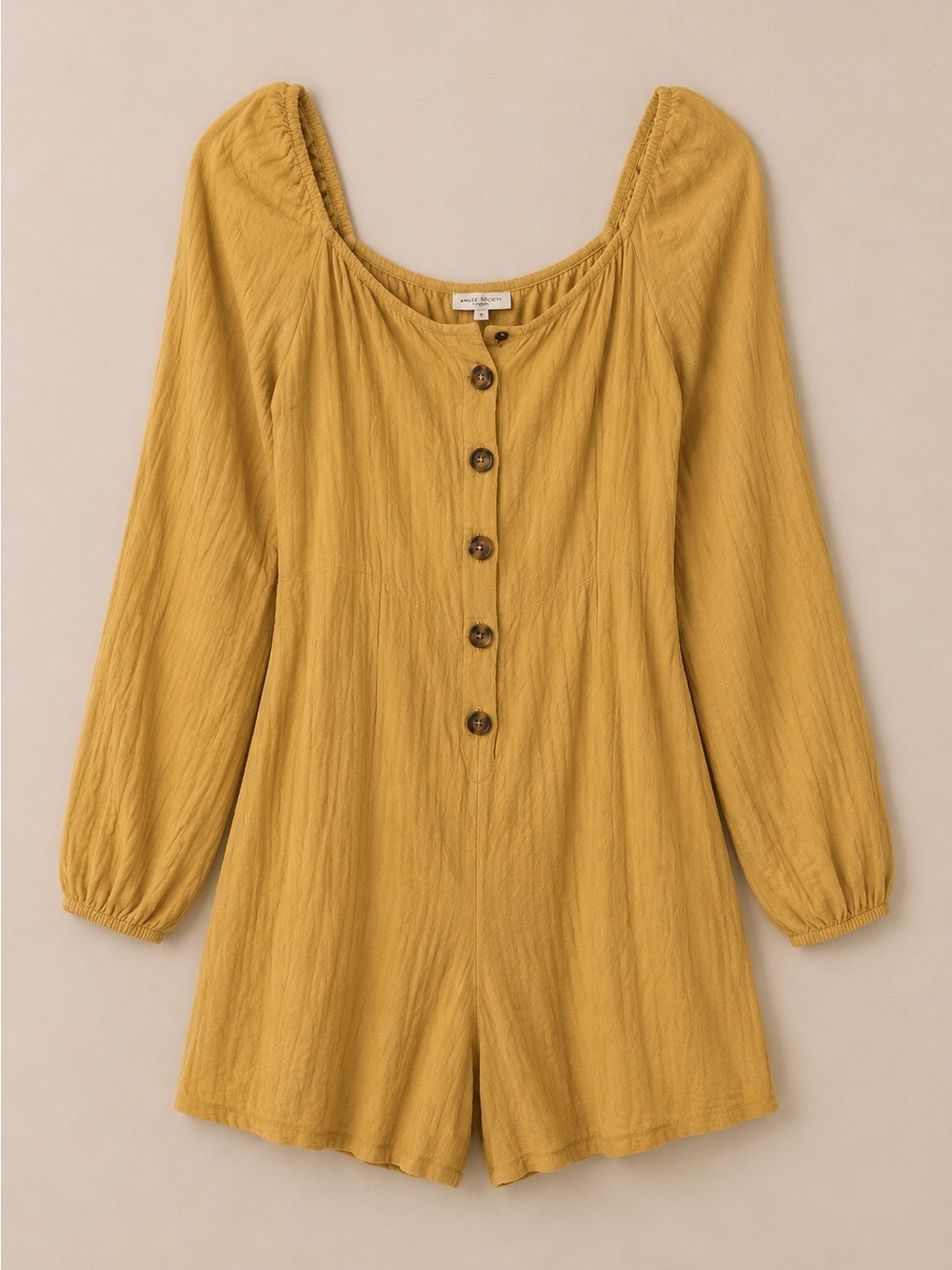 Amuse society mustard jumpsuit long sleeves size medium